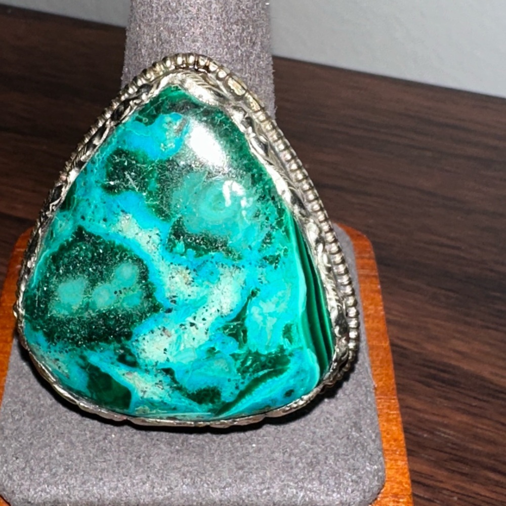 Chrysocolla Three-Sided Ring